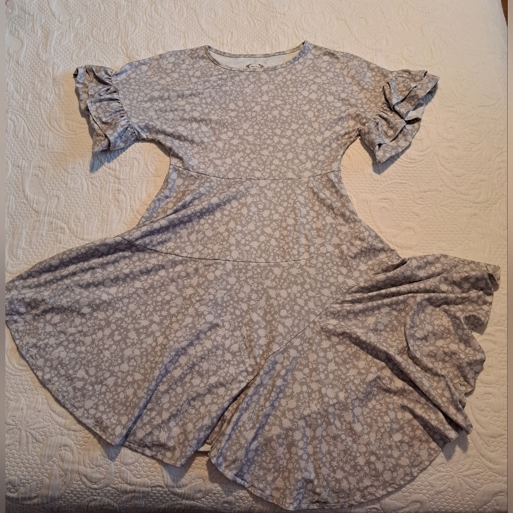 Mia Joy girls size 12 dress, 2 tone gray Joyfolie girls short sleeve dress VGUC